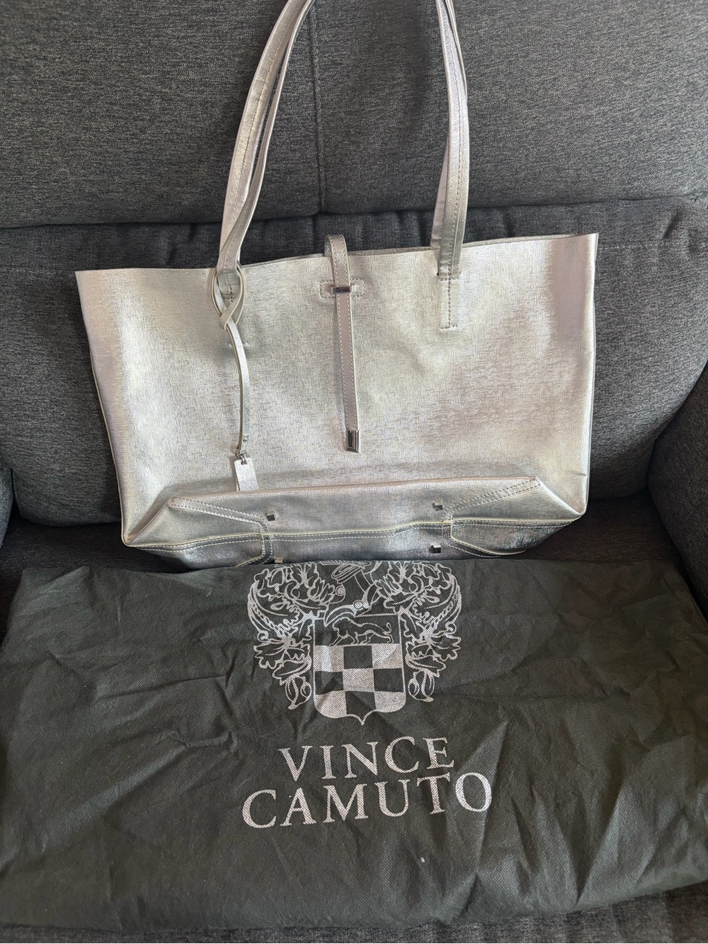 Vince Camuto Shimmering Silver Metallic Tote
